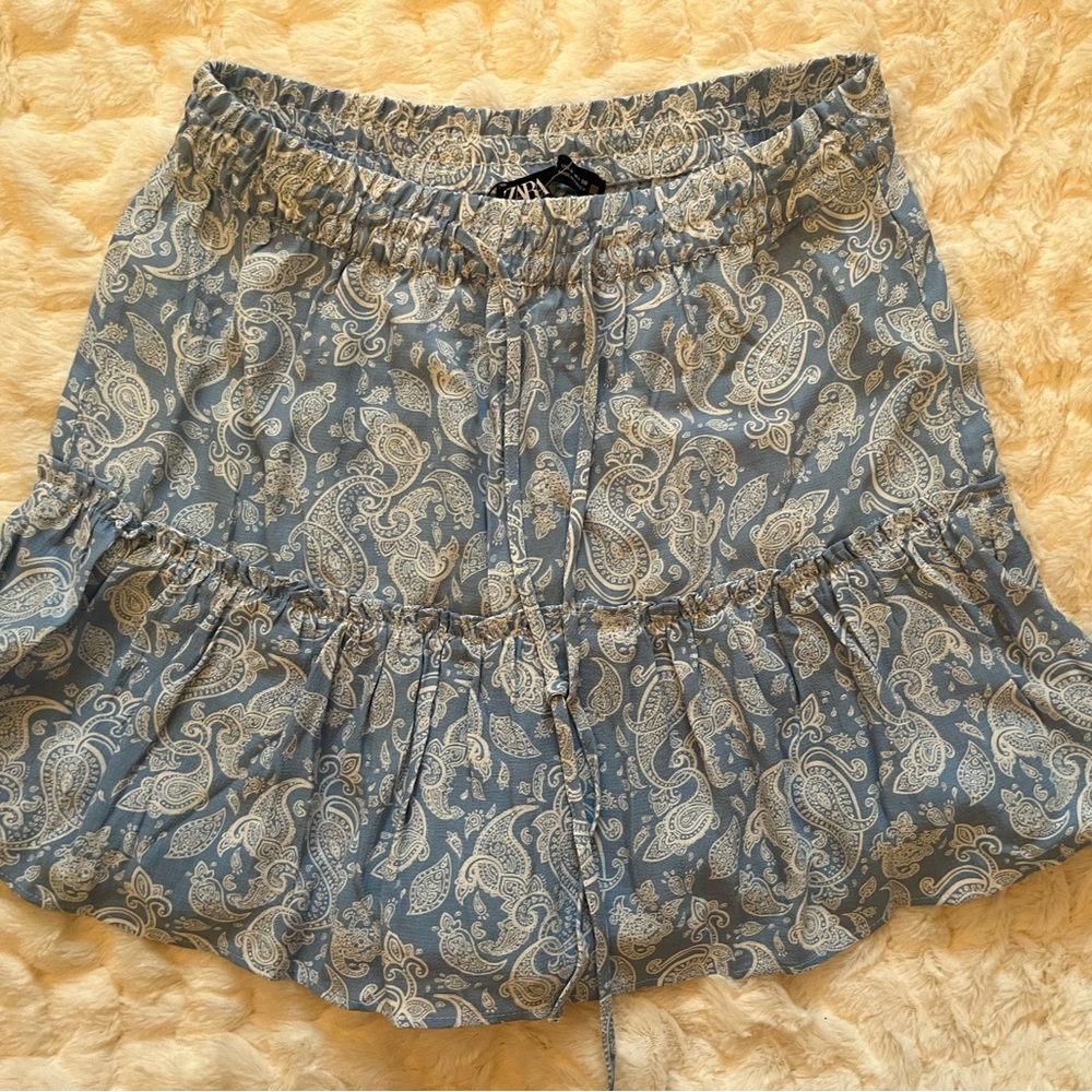 Zara Light Blue Paisley Skirt